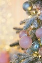 Christmas tree pink and blue decorations