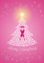 Christmas tree with pink ribbon