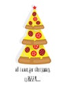 Christmas Tree pizza with text. Vector illustration Royalty Free Stock Photo