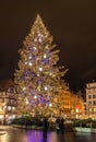 Christmas tree at Place Kleber in Strasbourg Royalty Free Stock Photo