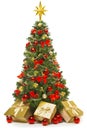 Christmas Tree and Presents, Decorated Xmas Tree, Gift Box Royalty Free Stock Photo