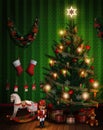 Christmas Tree with Presents and Decoration Royalty Free Stock Photo