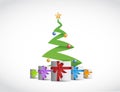 Christmas tree and presents illustration design