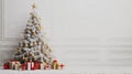 Christmas tree with presents on white background. Christmas and New Year concept. Royalty Free Stock Photo