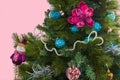 Christmas Tree with Prominent Snowman, Flower, Pomegranate and B Royalty Free Stock Photo