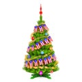 Christmas tree with Puerto Rican Xmas pennant flags, 3D rendering