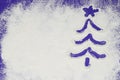 Christmas tree in purple on white background. Winter flour background with copy space. Color of Year 2022 Velvet violet Royalty Free Stock Photo