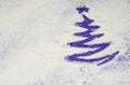 Christmas tree in purple on white background. Winter flour background with copy space. Color of Year 2022 Velvet violet Royalty Free Stock Photo