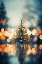 a christmas tree in the rain with lights on it Royalty Free Stock Photo