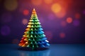 christmas tree rainbow colors dark background