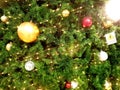 Christmas Tree red Ball And gold Bokeh Background. Royalty Free Stock Photo