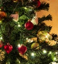 Christmas tree and red balls with Christmas decorations