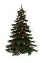 Christmas tree with red balls isolated on white Royalty Free Stock Photo