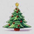 Christmas tree with red balls and star on white background Royalty Free Stock Photo