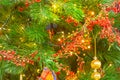 Christmas tree with red garlands Royalty Free Stock Photo