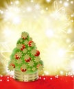 Christmas Tree on Red and Gold Background Royalty Free Stock Photo