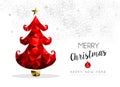 Christmas tree in red for season greeting card Royalty Free Stock Photo