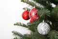 Christmas tree red silver balls isolated Royalty Free Stock Photo
