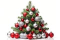 Christmas tree red silver balls isolated Royalty Free Stock Photo
