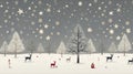 Christmas tree, reindeer, and star icons blending seamlessly on a grey canvas