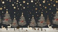 Christmas tree, reindeer, and star icons blending seamlessly on a grey canvas