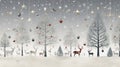 Christmas tree, reindeer, and star icons blending seamlessly on a grey canvas