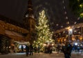Christmas tree of Riga with star filter effect. Royalty Free Stock Photo