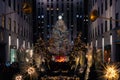 Christmas tree at Rockefeller Center at night, in Midtown Manhattan, New York City Royalty Free Stock Photo
