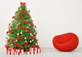 Christmas tree in the room interior 3d Royalty Free Stock Photo