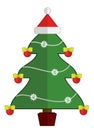 Christmas tree with Santa Claus cap on the top