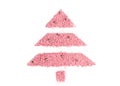 Christmas tree from scattered dry pink blush for the face. New Year`s celebratory cosmetic concept. Royalty Free Stock Photo