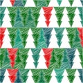 Christmas tree with scetch lines. Vector card. EPS