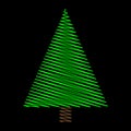 Christmas tree scribble green design isolated on black background