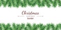 Christmas tree seamless border isolated on white background. Royalty Free Stock Photo