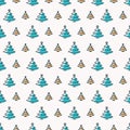 Christmas tree seamless pattern color scandinavian style on white background Royalty Free Stock Photo