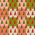 Christmas tree seamless pattern. Colorful background of fir trees in green and red Royalty Free Stock Photo