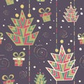 Christmas tree seamless pattern Royalty Free Stock Photo