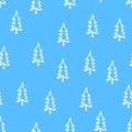 Christmas tree seamless pattern. Hand drawn doodle forest background. Retro holiday wraping paper. Vector monochrome pattern Royalty Free Stock Photo