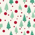 Christmas tree seamless pattern, tileable winter holiday country forest print for wallpaper, green wrapping paper, scrapbook,