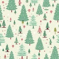Christmas tree seamless pattern, tileable winter holiday country forest print for wallpaper, green wrapping paper, scrapbook,
