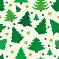 Christmas tree seamless pattern on white background. Vector