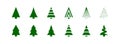 Christmas tree set green icons. X-mas sign simbol, fir tree silhouettes. Vector isolated flat illustration for holiday design Royalty Free Stock Photo