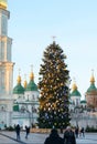 Christmas tree set at Sofievskaya square. December 26, 2017, Kiev, Ukraine.