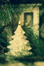 Christmas tree shape candle selective focus Royalty Free Stock Photo