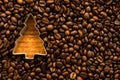 Christmas tree shape in coffee beans