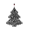 Christmas Tree Shape Made of Wine Bottles