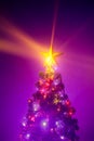 Christmas tree with shining star and frozen mist Royalty Free Stock Photo