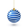 Christmas Tree Shiny Blue Ball. New Year Decoration. Winter Season. December Holidays. Greeting Gift Card Or Banner Royalty Free Stock Photo