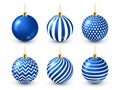 Christmas Tree Shiny Blue Balls Set. New Year Decoration. Winter Season. December Holidays. Greeting Gift Card Or Banner Royalty Free Stock Photo