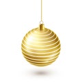 Christmas Tree Shiny Golden Ball. New Year Decoration. Winter Season. December Holidays. Greeting Gift Card Or Banner Royalty Free Stock Photo